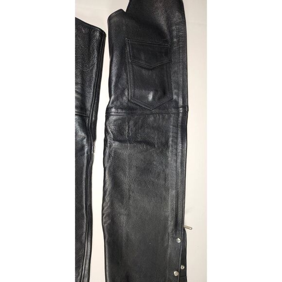 Pro Rider Genuine Leather Black Motorcycle Chaps Size S - Picture 9 of 9